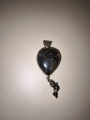 Opal pendant with meteorite, silver, used