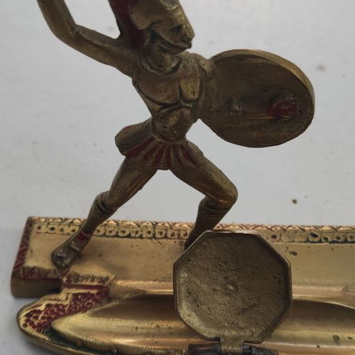 Vintage brass inkwell used