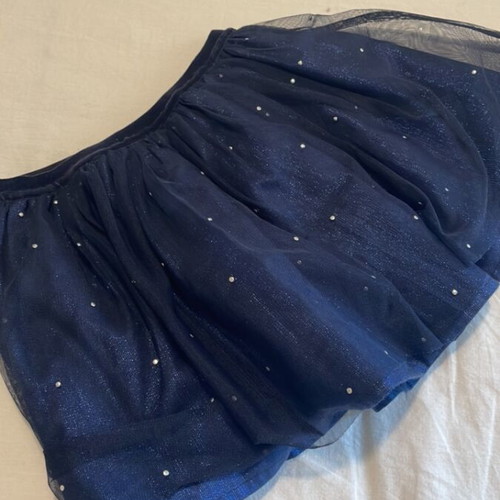 Okaidi girls skirt no 5 like new, blue with tulle and rhinestones