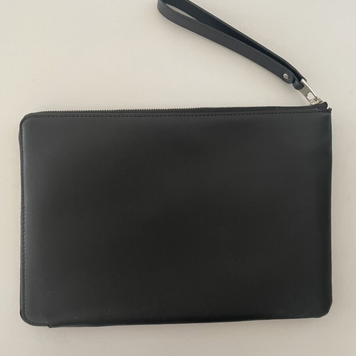 Calvin Klein graphic wristlet pouch, black and yellow