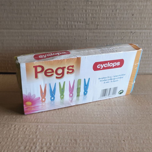 Clothespins set of 24 plastic, new, multicolor with galvanized spring