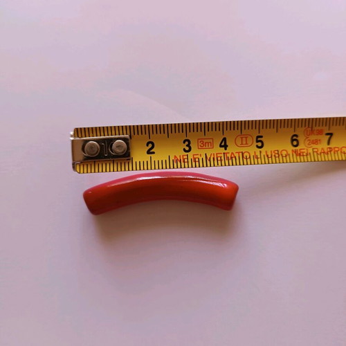 Curved cylinder for jewelry making, new, pack of 5, red enamel