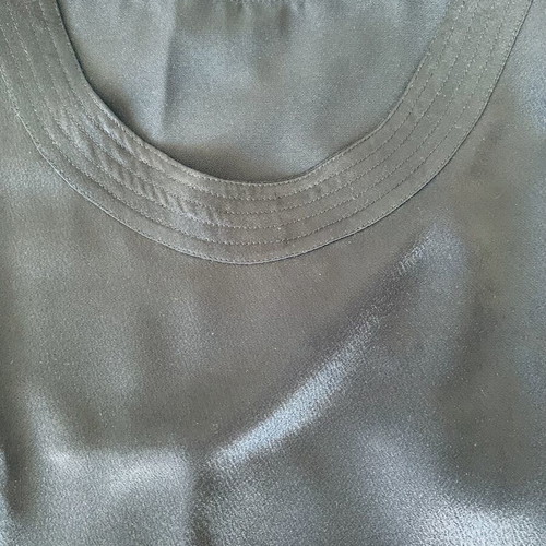 Handmade black silk crepe sleeveless top, size L