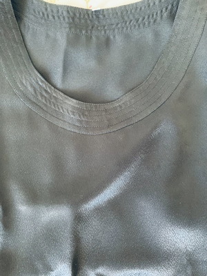 Handmade black silk crepe sleeveless top, size L