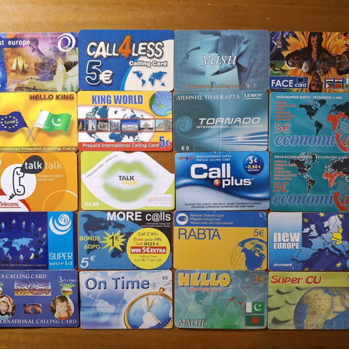 Phone cards used, collection of 143 different Greek cards