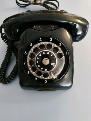 LM Ericsson vintage rotary telephone used, black, 50s/60s