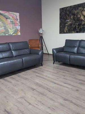 Gray leather sofa set three-seater and two-seater with electric relax mechanism new