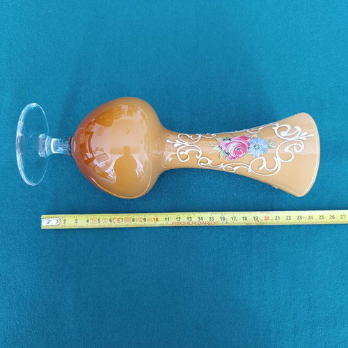 Italian Stelvia Opalina Fiorentina vase like new, orange, hand-painted