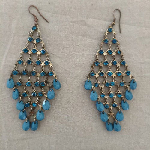 Vintage Boho Chandelier Earrings with Turquoise Stones like new