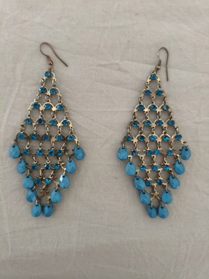 Vintage Boho Σκουλαρίκια Πολυέλαιος με Τιρκουάζ Πέτρες σαν καινούργιο