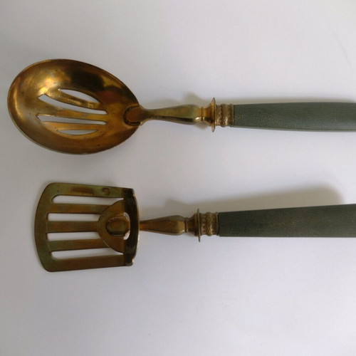 French vintage spoons with hallmarks, set of 2, used