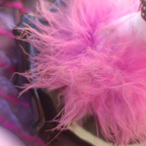 Clay jewelry box used with pink base and black top with Charleston doll feather