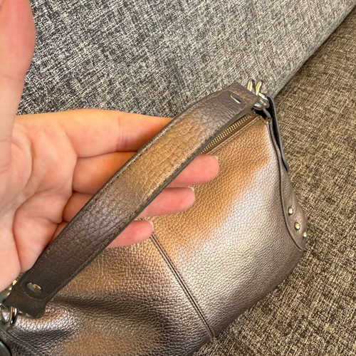 Furla leather shoulder bag like new, gold and silver