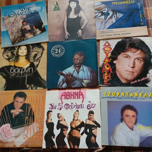 Greek vinyl records used, 69 pieces, laiko repertoire