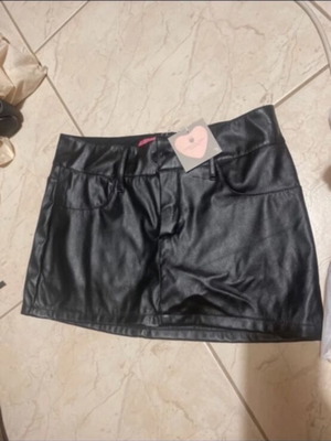Black mini leather skirt with inside shorts new, Marmaldy