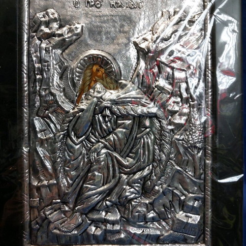 Metal icon Prophet Elias new, size 18x23