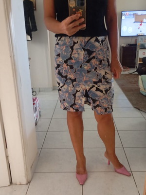 Women's satin skirt size L, black and turquoise