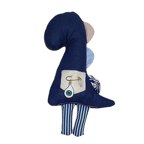 Baby amulet dinosaur blue with pin, eye charm and cross