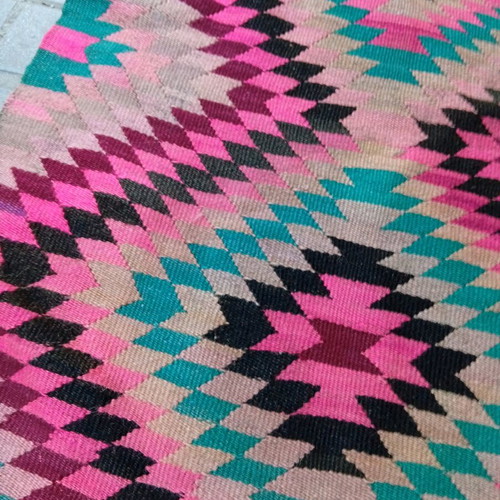 Kilim runner rug used, ethnic style