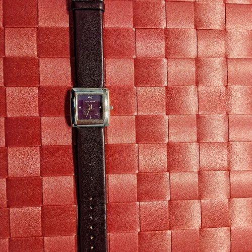 Oriflame women's watch with square silver dial and brown strap new