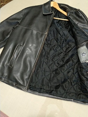 Ανδρικό δερμάτινο μπουφάν Keeper Quality Fashion, σκούρο γκρι-μαύρο, μέγεθος L