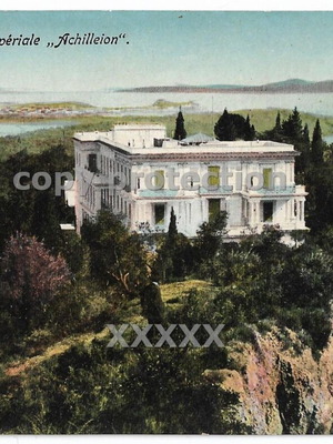 Achilleion Corfu vintage color postcard used, 1914