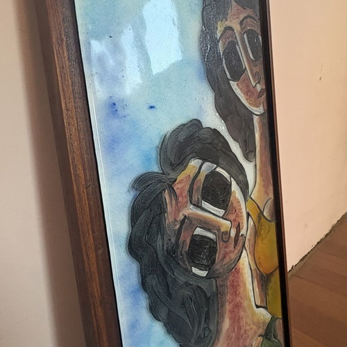 Painting on glass by Nikos Zarras like new, handmade