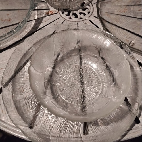 Vintage glass serving set of 7 pieces with authentic French Pyrex used