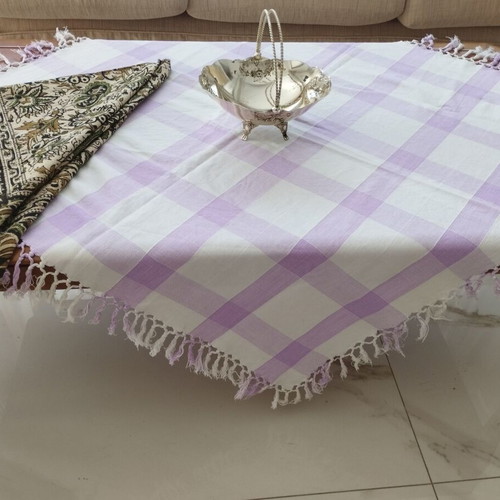 Vintage tablecloth set 2 pieces boho floral and lilac gingham with gift