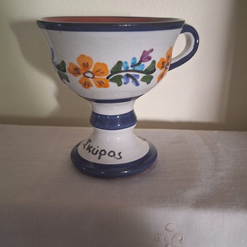 Traditional ceramic vessel from Skyros like new, handmade, glazed