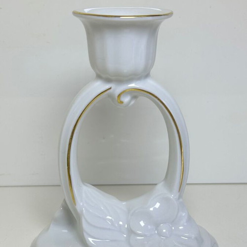 Porcelain candlestick with gilded floral decoration