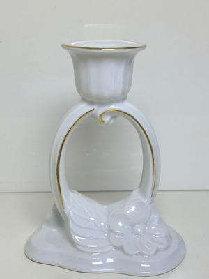 Porcelain candlestick with gilded floral decoration