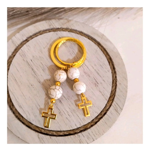 Handmade martyrika keychains with haolite beads and cross made to order