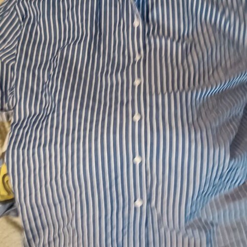 Plus size 3XL women's striped shirt, short sleeve, white and blue