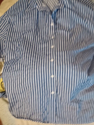 Plus size 3XL women's striped shirt, short sleeve, white and blue