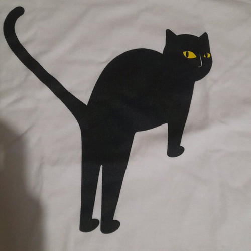 T-shirt white with black cat and logo, kids size medium, new