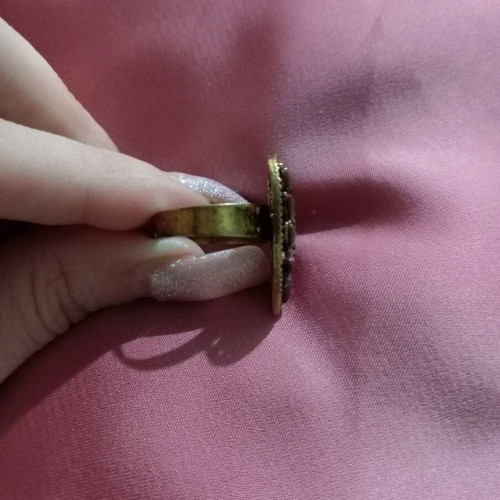 Vintage heart ring with purple beads like new, adjustable size