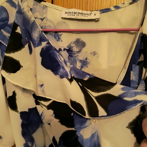 Rinascimento floral evening dress like new, small, white and blue