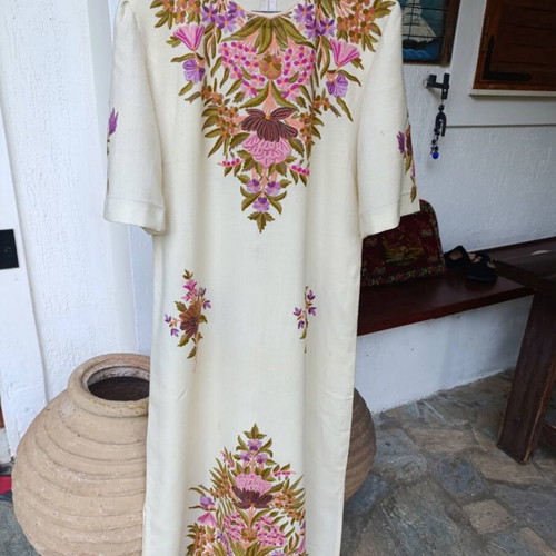 Wool dress handmade embroidery village vintage like new