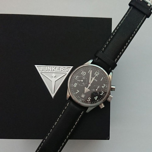 Junkers JU 52 Corrugated Sheet 6216-2 mechanical chronograph used, black