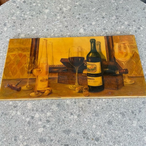 Ceramic tile with wine design