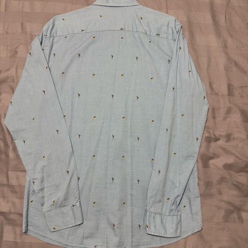 Pull & Bear Oxford Shirt Large with embroidered Hula Dancers, like new