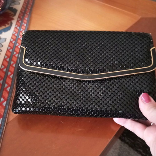 Evening clutch bag with chain like new, black