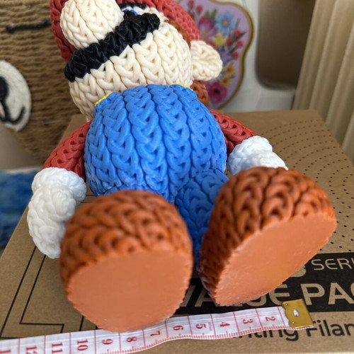 Super Basic Knitted Super Mario figure new, 3D printed with crochet texture
