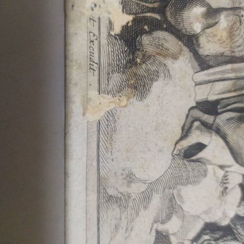 Original woodcut with the gods of Olympus used