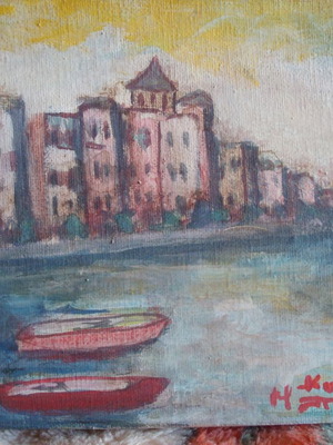 Mini painting Mnimes used, 20 cm x 25 cm on canvas