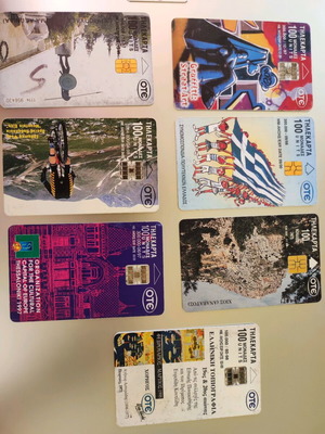 Phone cards used, pack of 7, 1997-98