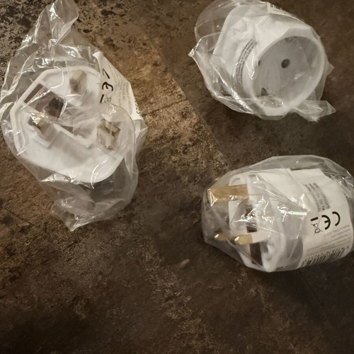 UK to EU Schuko Adapters with Grounding, Pack of 3, New