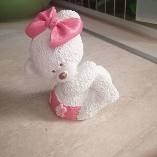 Plaster decorative teddy bear 8x6 cm new