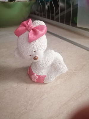 Plaster decorative teddy bear 8x6 cm new